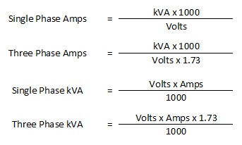 Transformer Kva To Amps Chart